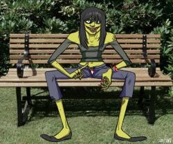 2011 clothed deviantart girldoc gorillaz hot murdoc_niccals painted_nails pubic_hair_peek rule_63 saggy_breasts scary_bitch small_breasts spread_legs suggestive thenugeart unbuttoned_pants underwear_peek would_you_shag_her