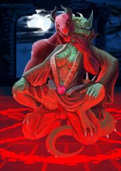 2023 2_horns 3_horns 3_toes 4_fingers 5_fingers absurd_res adressa_(sindri) angry angry_sex anthro areola arm_tuft balls beard black_horn black_lips blue_sky bodily_fluids bottomless breasts brick_floor brick_wall claws clitoris clothed clothing cloud crouching_sex cum cum_in_vagina cum_inside cum_on_breasts cum_on_face cumming_while_penetrating curved_horn dark_clouds dated demon detailed_background digital_media_(artwork) duo facial_hair facial_horn feet female female_penetrated fingers forearm_tuft forearms full_moon fur gem genital_fluids genitals glowing glowing_eyes glowing_symbol grabbing_neck green_areola green_body green_horn green_nipples green_scales green_tail grinning_at_partner half-dragon hands_on_knees hands_on_legs hands_on_own_knees hands_on_own_legs head_tuft hi_res holding_partner's_leg horn kneeling kneeling_on_floor kneeling_sex leg_tuft light_from_below lips looking_aside looking_aside_at_partner looking_at_another looking_at_partner looking_down looking_down_at_partner magic_runes magic_user male male/female male_penetrating male_penetrating_female medium_breasts moon multi_horn night nipples non-mammal_breasts non-mammal_nipples non-mammal_vulva nose_horn occult_symbol open_clothing open_mouth open_robe penetration penis pentagram pentagram_circle pink_gem pupils red_balls red_body red_claws red_fur red_light red_penis ridged_mouth ritual robe robe_aside ruins scales scalie sergal sex sharp_teeth shin_tuft short_beard shoulder_tuft signature sitting_on_another sitting_on_partner sky slit_pupils summoning_circle symbol tail tail_spines teeth thigh_tuft toes translucent translucent_clothing translucent_robe tuft vaginal_penetration ventral_scales vulva waist_accessory wall_(structure) white_claws white_horn white_sclera wizard_robe xenthetechnomorph yellow_eyes zeruel_(annasharker)