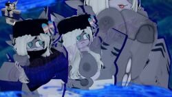 1futa 3d 3d_(artwork) areolae arrymix blue_eyes bodysuit bodysuit_under_clothes bow breasts clothed clothing cock female futanari grey_skin headband holding_penis nipples nude penis reference_image request roblox roblox_avatar robloxian self_upload shark shark_girl sweater tagme thighhighs tiger_shark tongue tongue_out trans_flag trans_woman turtleneck watermark white_hair