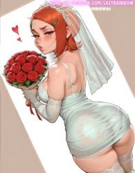 ai_generated back_view ben_10 bride bride_veil cartoon_network curvy curvy_figure dress dress_up gwen_tennyson hi_res highres lazyrainbow patreon patreon_url patreon_username petite petite_female sadtomato short_dress short_hair thighhighs wedding_dress wedding_veil