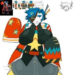 1girls alleged_fetish big_breasts blue_hair breasts clothed first_porn_of_character first_porn_of_franchise fully_clothed genderswap_(mtf) guest_(roblox) guest_1337_(star_strikers) humanoid reference_image roblox roblox_game robloxian rule_63 star_strikers tagme_(artist) thick_thighs thighs voluptuous_female white_skin