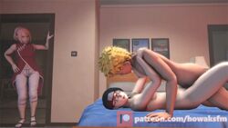 1boy 2girls 3d 3d_(artwork) animated animated_gif bed black_hair boruto:_naruto_next_generations caught caught_in_the_act completely_nude female gif glasses headband howak male missionary_position mother_and_daughter multiple_girls naruto naruto_(series) nude older_dom_younger_sub older_penetrating_younger on_back pink_hair pleasure_face pounding sakura_haruno sarada_uchiha sex short_hair small_breasts source_filmmaker uzumaki_naruto vaginal vaginal_penetration vaginal_sex