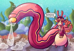 antennae_(anatomy) anthro aquatic_gastropod balls barbel_(anatomy) big_balls big_penis bodily_fluids bubble countershading dripping english_text gastropod genital_fluids genitals gynomorph hair heart_symbol herm hi_res huge_balls huge_cock hyper hyper_balls hyper_genitalia hyper_penis intersex leaking_precum marine mollusk multicolored_hair nipples nude nudibranch penis pink_body pink_nipples precum precum_drip precum_string prehensile_penis sea sea_slug seaweed slug solo sprucy tan_body tan_countershading text tongue tongue_out two_tone_hair underwater water