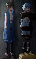 2boys boruto:_naruto_next_generations crying_with_eyes_open decapitation disturbing eroge execution execution_(group) extreme_content gore guro hanged incontinence kawaki male male/male male_death male_only mitsuki_(naruto) naruto_(series) unknown_artist yaoi
