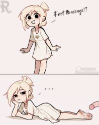2d 2d_(artwork) ai_generated bare_legs barefoot blonde_female blonde_hair bored bored_expression bored_female_excited_male cartoon confused confused_expression confused_look cum cum_on_body cum_on_feet cute cute_expression cute_face cute_female cute_girl ejaculating_cum ejaculation excited excited_expression excited_female feet feet_fetish feet_on_penis feet_together foot_fetish foot_play footjob forced handdrawn happy_female innocent irritated natural_toes nightgown no_pants no_shoes original original_character petite petite_body ponytail short_hair smaller_female toe_curl toe_scrunch toenail_polish toenails toes tricked