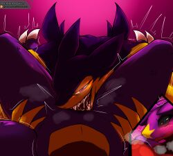 anthro big_breasts black_sclera blue_eyes blush blush_lines bodily_fluids breasts breath brennan_d_vries claws cunnilingus cunnilingus_pov digital_media_(artwork) dominant dominant_male dragon duo ekizzo fangs female female_pov feral first_person_view fur garchomp generation_2_pokemon generation_4_pokemon genital_fluids genitals greys_(brennan_d_vries) hi_res imminent_sex looking_at_viewer male male/female mammal motion_lines multicolored_body mythological_creature mythological_scalie mythology nintendo nude open_mouth oral panting pokemon pokemon_(species) purple_body purple_eyes purple_fur purple_skin purple_vulva red_body red_skin saliva scalie seductive sex simple_background smile submissive submissive_female teeth thick_thighs tongue tongue_out two_tone_body typhlosion vaginal vulva yellow_body yellow_fur
