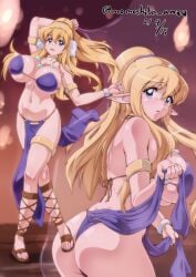 1girls ass belly belly_dancer belly_dancer_outfit blonde_female blonde_hair blue_eyes dancing elf elf_ears elf_female fit_female hourglass_figure huge_breasts large_breasts light-skinned_female long_hair momoshiba nafta navel pointy_ears ponytail scantily_clad slim_waist solo teenager thick_thighs tiffania_westwood wide_hips zero_no_tsukaima