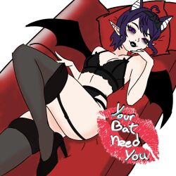 1girls bat kurumitatsuya langerie light-skinned_female solo_female