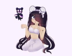1girls bra gajinka headband humanization paw_pose piggy_(game) socks solo sweatpants thong umbra_(piggy) unknown_artist
