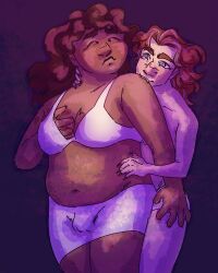 bite bite_mark bite_mark_on_thigh bite_marks bulge bulge_through_clothing chubby chubby_female grabbing grabbing_own_breast hickey nails nails_digging_into_skin oc original_character original_characters trans_man_(lore) trans_woman