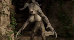 1female 1girls 1monster 3d bethesda bethesda_game_studios bethesda_softworks big_breasts breasts deathclaw fallout fallout_(series) female_deathclaw female_monster horns monster pussy solo_feral tagme vagina wyrm_animations
