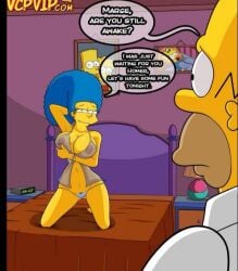 croc_(artist) homer_simpson marge_simpson milf seductive see-through_clothing the_simpsons