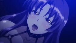 animated anju_matsuura big_ass big_breasts blush censored cum_in_mouth cum_swallow erect_nipples fellatio kutsujoku long_hair nipples open_mouth oral purple_hair student swallowing teacher