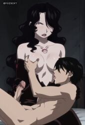 1girls ai_generated artist_name blush breasts completely_nude large_breasts looking_at_viewer lust lust_(fullmetal_alchemist) medium_breasts nipples nude patreon_logo pozbirt pussy stable_diffusion uncensored