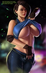 1girls abs alternate_breast_size big_breasts breasts cleavage curvy deviantart female female_only huge_breasts hyper hyper_breasts jill_valentine large_breasts looking_at_viewer patreon resident_evil resident_evil_3 resident_evil_3_remake shirt_lift solo text thick_thighs uncensored underboob url v1mpaler watermark wide_hips