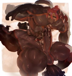 abs anthro balls bangs belly big_balls big_belly big_muscles big_pecs big_penis black_body bodily_fluids canid canine canis chest_markings clothing countershading domestic_dog dripping drone dronesuit duo erection fluffy fluffy_tail foreskin genital_fluids genitals glans grey_body hair hair_bun hi_res huge_penis huz_jeffersen huzzhuz hyena latex latex_clothing latex_skinsuit latissimus_dorsi leaking_precum long_hair looking_at_another looking_at_partner male male/male mammal markings mastiff molosser musclegut muscular muscular_arms muscular_legs muscular_male nipple_outline pecs penis precum precum_drip precum_on_belly precum_on_penis retracted_foreskin rottweiler skinsuit smile sweat tail tight_clothing