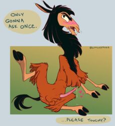 2020 absurd_res anatomically_correct anatomically_correct_genitalia anatomically_correct_penis animal_genitalia animal_penis anus ass balls blush bodily_fluids camelid cum dialogue digital_media_(artwork) disney english_text erection feral fur genital_fluids genitals hi_res hooves inviting kuzco littlestfuzz llama male male_only mammal open_mouth penis precum presenting presenting_anus presenting_hindquarters presenting_penis raised_leg sheath simple_background solo solo_male speech_bubble talking_feral talking_to_viewer text the_emperor's_new_groove