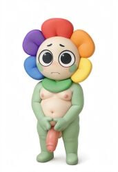 1anthro 1boy 3d ai ai_generated anthro balls big_penis black_eyes blush blush_stickers chibi chibi_style chubby chubby_male dandy's_world dandy_(dandy's_world) dandys_world embarassed embarassed_male flaccid_penis flower flower_humanoid genitals male male_only male_shortstack man_boobs moobs naked naked_male nude nude_male penis pink_nipples pink_penis plant plant_humanoid rainbow_flower roblox roblox_game shortstack shy simple_background solo solo_focus solo_male white_background worried
