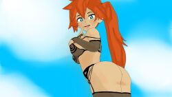 1girls 3d areolae big_ass blush green_eyes gwery(artist) hand_on_breast hand_on_mouth huge_ass intrigued itsuka_kendou kendou_itsuka large_thighs lingerie lingerie_only looking_at_viewer looking_down_at_viewer muscular muscular_ass muscular_female my_hero_academia pubes pubic_hair red_hair sideboob sleeves smiling