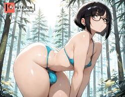 ai_generated bending_over big_penis bikini bulge emo forest futanari