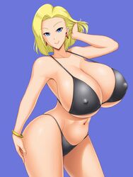 1girls android_18 blonde_hair blue_eyes cameltoe cleavage curvy dragon_ball erect_nipples female gigantic_breasts huge_areolae huge_ass kawanuma_uotsuri puffy_nipples short_hair thick_lips voluptuous wide_hips