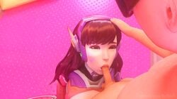 1boy 1girls 3d age_difference blowjob brown_hair d.va duo female_focus head_grab headset male overwatch penis render resteel small_penis tagme url