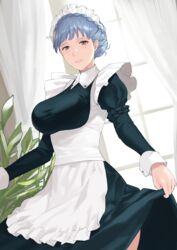 1girls black_eyes blue_hair braided_hair breasts female female_only fire_emblem fire_emblem:_three_houses fully_clothed j@ck large_breasts long_hair maid_uniform marianne_von_edmund nintendo solo solo_focus
