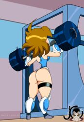 animated animated_gif artjimx ass ass_focus bikini_armor blonde_hair bouncing_ass bubble_butt dat_ass exercise female fitness gym huge_ass indoor jiggling_ass jiggling_breasts lifting_weights mighty_switch_force patricia_wagon pawg policewoman revealing_clothes short_hair shortstack squatting thong thong_leotard wide_hips