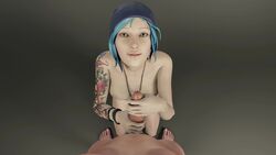 1boy 1girls 3d animated arm_tattoo beanie blender blue_eyes blue_hair breasts chloe_price emo eye_contact eyeshadow female from_above gray_background grey_background handjob hat imminent_oral lesbian life_is_strange looking_at_viewer male_pov naughty_face necklace nipples no_sound nude on_knees oral pale-skinned_female pale_skin pov ring short_hair simple_background skinny small_breasts smile smiling square_enix t0xik1371 tattoo tattoo_sleeve tattooed_arm tits video wristband