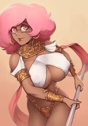 artist_self-insert brellom brellom_(character) brellomascot brells cameltoe cleric dark-skinned_female dark_skin female glasses hoop_earrings nipples_visible_through_clothing original_character red_eyes self_insert solo tagme