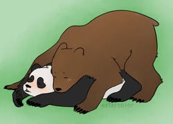 anthro gay grizzly_(wbb) grizzly_bear male_only panda_(wbb) panda_bear watercolor we_bare_bears