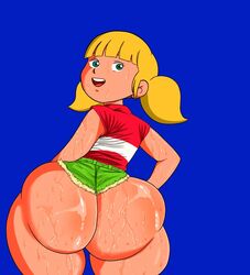 1girls ass big_ass blonde_hair clothed_female clothing cute doompypomp female female_only huge_ass imminent_rape imminent_sex inspector_gadget large_ass obese_female penny_gadget ponytail shirt short_hair shorts shortstack solo straight_hair sweat sweatdrop thighs