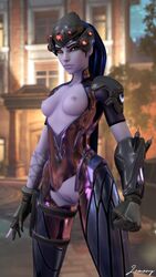 3d blender blizzard_entertainment breasts female_only lemony-senpai nipples overwatch solo widowmaker