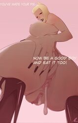 1girls anus ass ass_focus ass_grab blonde_hair blush breasts cum cum_drip cum_in_ass cum_in_pussy cum_inside dripping_cum erect_clitoris female female_only femdom final_fantasy final_fantasy_vii from_below heels high_heels huge_ass large_breasts lipstick looking_down naked_footwear naked_heels nude pee-kay presenting_hindquarters pussy scarlet_(ffvii) solo spread_anus spreading square_enix text viewed_from_below