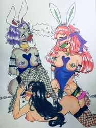 2d 3girls alien alien_girl alien_look_like_human arms_behind_back blackfire bondage breasts chains cunnilingus dc dc_comics female female_only femdom femsub gag grey-skinned_female grey_skin komand'r koriand'r lezdom multiple_girls multiple_subs nipple_vibrator rachel_roth raven_(dc) sex_toy slave starfire straight_hair superheroine tan-skinned_female tan_skin teen_titans vibrator yuri