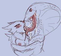 2girls ambiguous_gender blush bondage breasts canine crossover digimon extreme_french_kiss female fox french_kiss furry half-closed_eyes interspecies kissing long_tongue nipples open_mouth partially_colored predator/prey renamon saliva serpent size_difference sketch snake source_request tail tail_wrap teeth tongue tongue_kiss tongue_out ungulatr viper_(x-com) wet x-com xcom_2 yuri