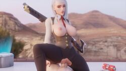 1boy 1girls 3d animated ashe_(overwatch) blender blizzard_entertainment bouncing bouncing_breasts breasts breasts_out clothed_female_nude_male cowgirl_position deep_penetration exposed_breasts exposed_crotch exposed_pussy eye_contact eyelashes eyeshadow female female_on_top female_penetrated gun large_breasts large_penis light_skin male male_penetrating male_penetrating_female male_pov medium_hair moaning nipples overwatch penetrating_pov penis pleasure_face pov pov_sex pussy red_eyes red_lipstick riding riding_penis sex sfmpov slim sound torn_clothes torn_pants vaginal vaginal_penetration video white_hair