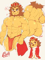 1boy abs animal_crossing anthro areolae ass backsack balls barely_contained biceps brown_mane clothed clothing crown elvis_(animal_crossing) felid flaccid fur genitals hi_res ineffective_clothing ineffective_loincloth large_ass large_penis letterbox lion loincloth male male_only mammal mane muscular muscular_male nintendo pantherine pecs penis penis_under_loincloth robe scar solo tan_body tan_fur topless vein veiny_penis video_games yuufreak