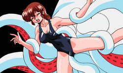 1girls 1monster 90s animated arm_grab armpits big_eyes black_background breast_fondling breast_grab breasts brown_hair closed_eyes crotch_rub eyebrows_visible_through_hair female fondling game_cg implied_penetration kraken large_breasts leg_grab long_hair monster octopus one-piece_swimsuit open_mouth rape reserve_(series) reserve_2 restrained rubbing school_swimsuit schoolgirl sideboob simple_background size_difference smaller_female sogna spread_legs student suspension sweat swimsuit teeth tentacle tentacle_rape tentacles_under_clothes thick_thighs thighs tongue viper_(series) viper_island wide_hips zoophilia