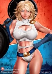 alien_girl alternate_universe big_breasts blonde_hair blue_eyes dc female female_kryptonian female_only hot_bento hotbento kryptonian power_girl short_hair solo solo_female solo_focus superman_(series) weightlifting