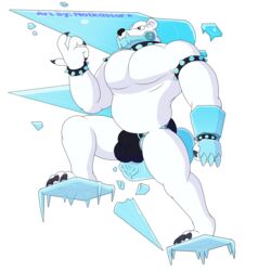 1:1 alpha_channel anthro balls briefs bulge claws clothing collar etalus flaccid genitals ice male male_only mammal notkastar polar_bear rivals_of_aether simple_background solo solo_male spikes transparent_background underwear ursid ursine video_games