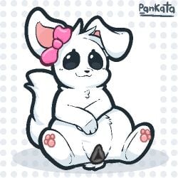 animal_genitalia animal_pussy canid canine canine_genitalia canine_pussy canis digital_media_(artwork) domestic_dog female feral genitals low_res mammal pankata pankatares pawpads paws pixel_(artwork) pussy ribbons signature simple_background sitting solo text