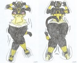 akana_ra_(waifuland) ankha anklet anthro big_ass big_breasts big_butt big_hips black_body black_fur black_hair bracelets breasts catgirl choker dakimakura dakimakura_design dakimakura_pillow dat_ass dress_lift earrings empty_eyes exposed_ass exposed_breasts exposed_pussy female furry gold_(metal) gold_eyes gold_eyeshadow gold_jewelry gold_lipstick gold_makeup hairbow high_heel_sandals marlon64 nipple_rings no_bra no_panties pendant short_dress short_hair_female tattoo_on_back traditional_drawing_(artwork) waifuland