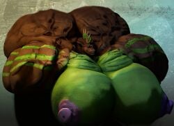 areola areolae big_breasts breasts female huge_breasts hyper_breasts large_breasts massive_breasts muscles muscular muscular_female nipples pecs reptile