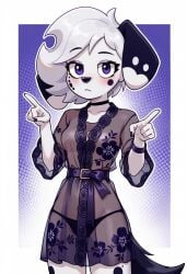 101_dalmatian_street 101_dalmatians ai_generated canid canine canis disney female furry gown lace_clothing large_breasts night_dress panties vanny_(101_dalmatians) vanny_(whistlerarts29)