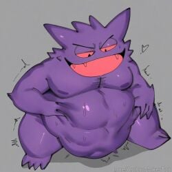 ai_generated big_belly chubby evil_grin gengar pokemon pokemon_(species) pokephilia vore