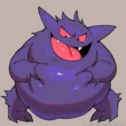 ai_generated chubby evil_grin gengar pokemon pokemon_(species) pokephilia squishing vore vore_belly