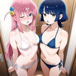 2girls ai_generated bocchi_the_rock! cum cum_in_mouth female gotou_hitori yamada_ryou