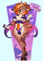 2025 5_fingers animal_genitalia anthro areola balls breasts brown_body brown_fur clenched_teeth clothed clothed_anthro clothed_gynomorph clothed_intersex clothing cloven_hooves cocoline_(artist) countershade_torso countershading deer dialogue digital_media_(artwork) english_text erection fingers front_view fur futanari genitals gynomorph hair hi_res hooves intersex looking_at_viewer mammal navel orange_eyes orange_hair penis sheath smile solo speech_bubble standing teeth text