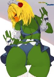 ass ass_focus maid noelle_(genshin_impact) solar_flare_(pvz)